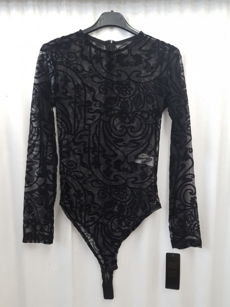 Body tule brocado com veludo